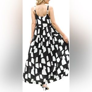 Black and white tiered maxi dress